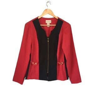 Vintage Fashion Bug Red & Black Faux Suede Blazer